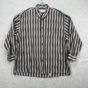 Jhane Barnes Shirt‎ Mens XL Multicolor Geometric Stripe Abstract Long Sleeve Y2K